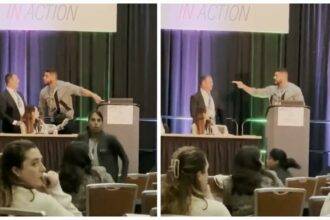 Husband Hops On Stage At Conference And Slaps Man
