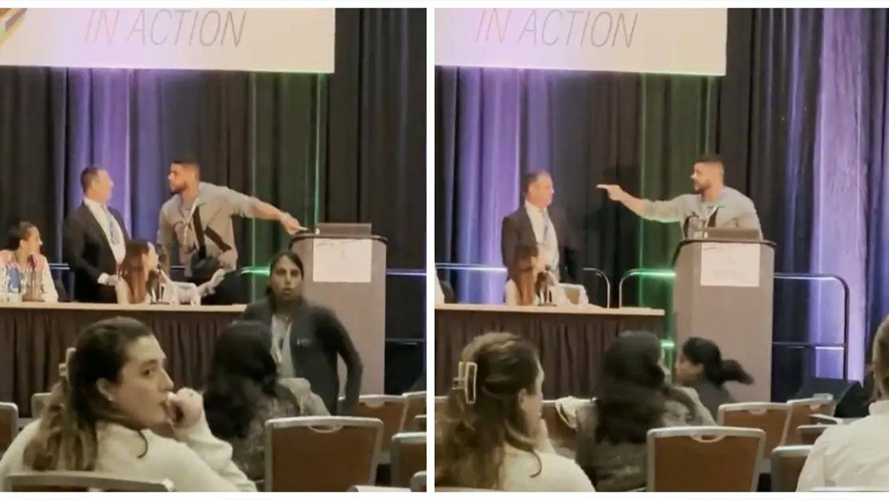 Husband Hops On Stage At Conference And Slaps Man
